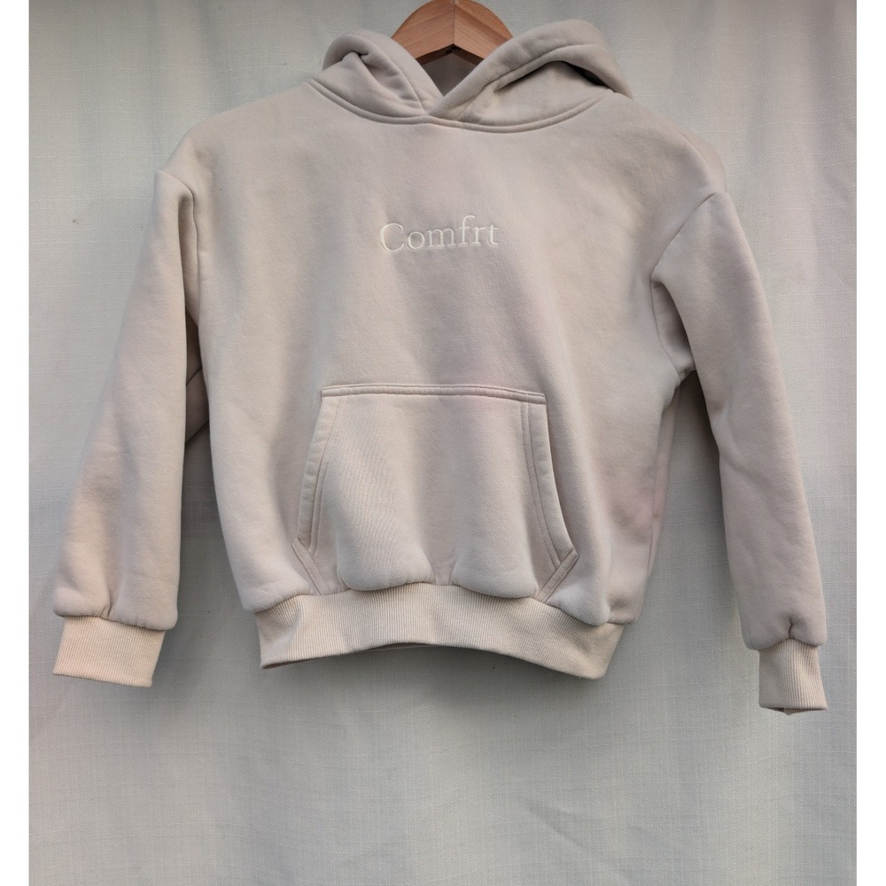Comfrt Kids M Pullover‎ Hoodie Beige Soft Heavyweight Fleece Sensory Sweatshirt